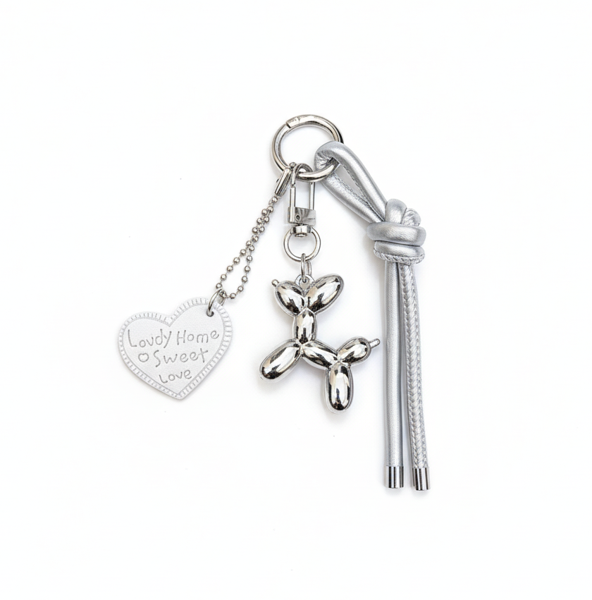 Balloon Pup Bagcharm - Silver