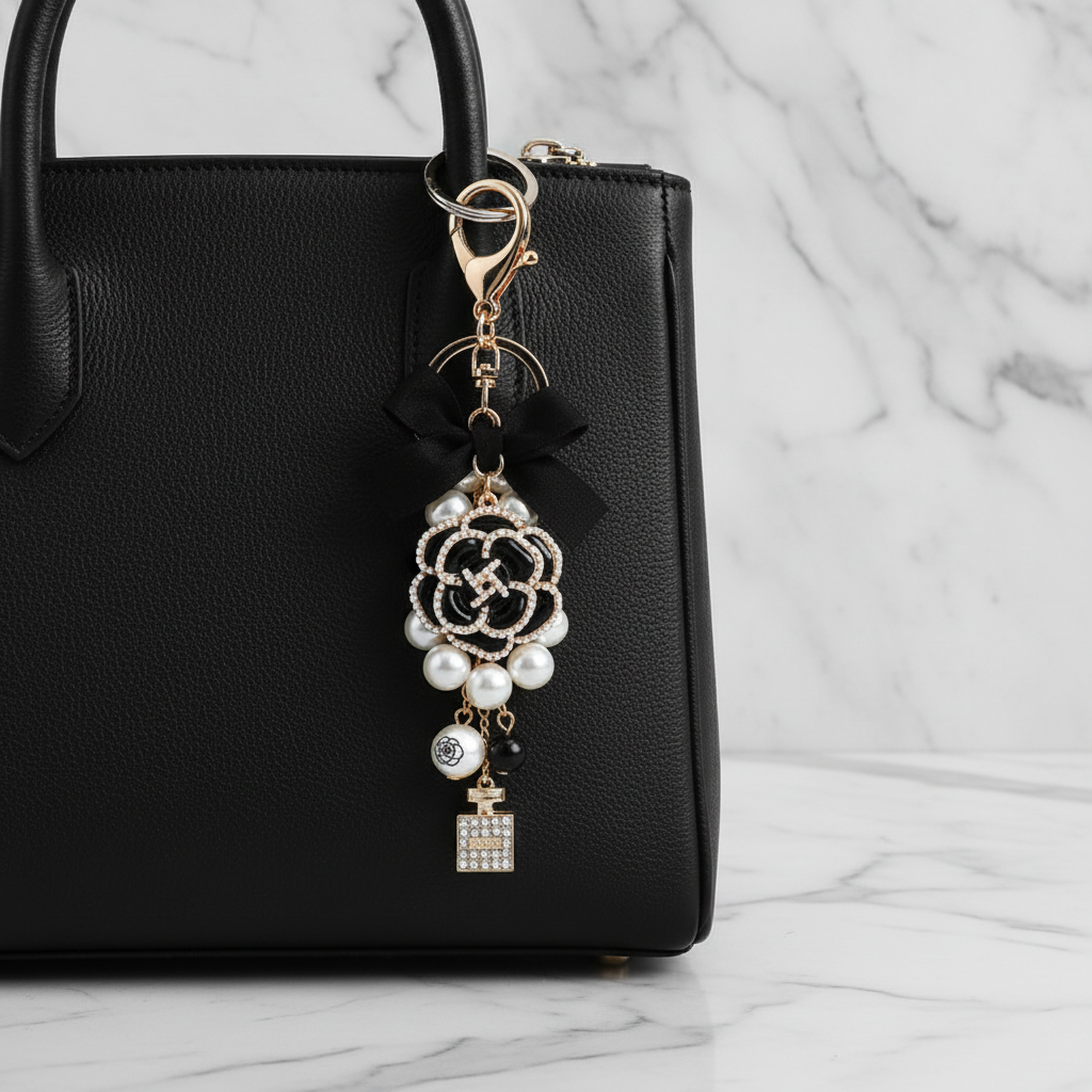 Camellia Bag Pendant Keychain Charm