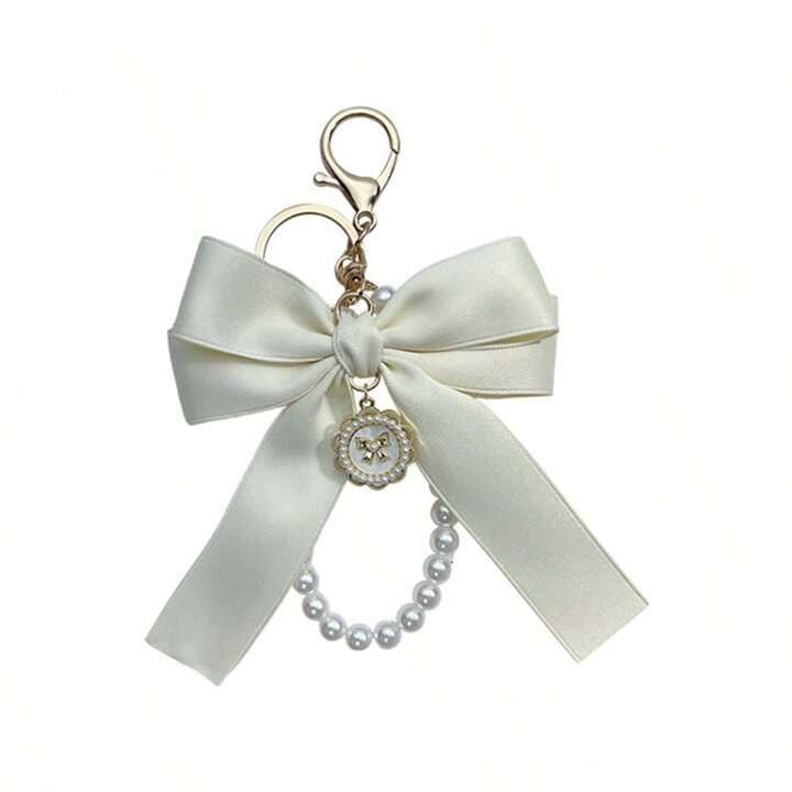 White Bow and Pearl Beads Charm