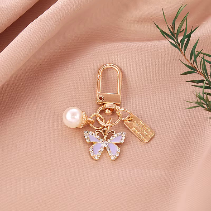 Butterfly Pearl keychain Charm Set of 2