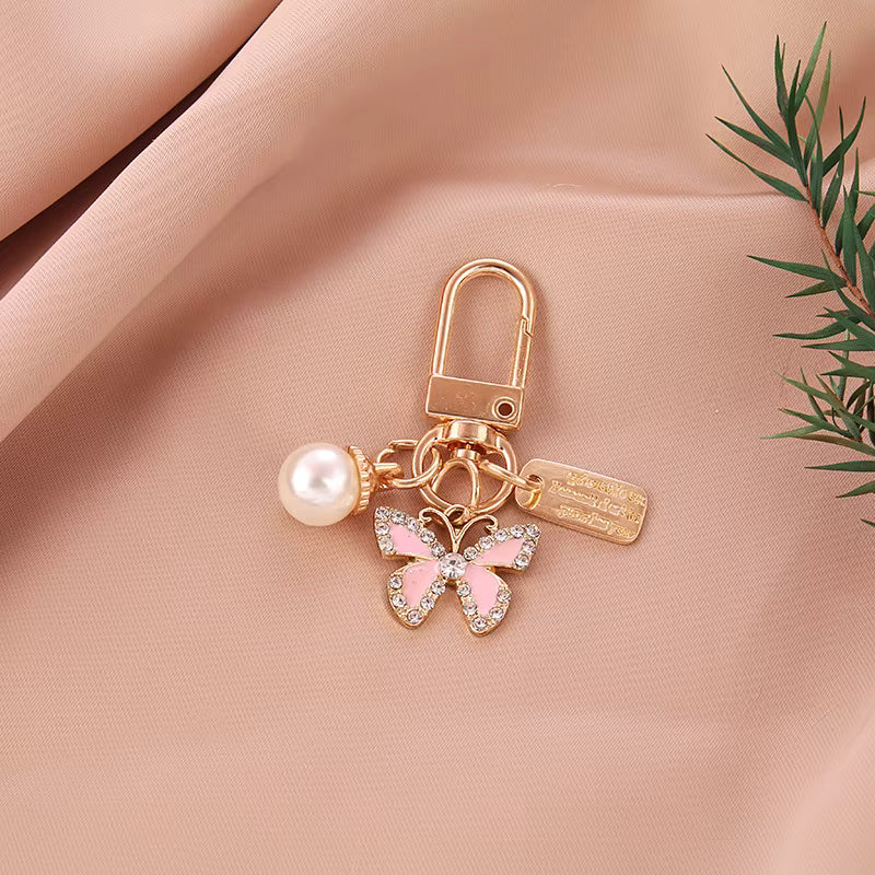 Butterfly Pearl keychain Charm Set of 2