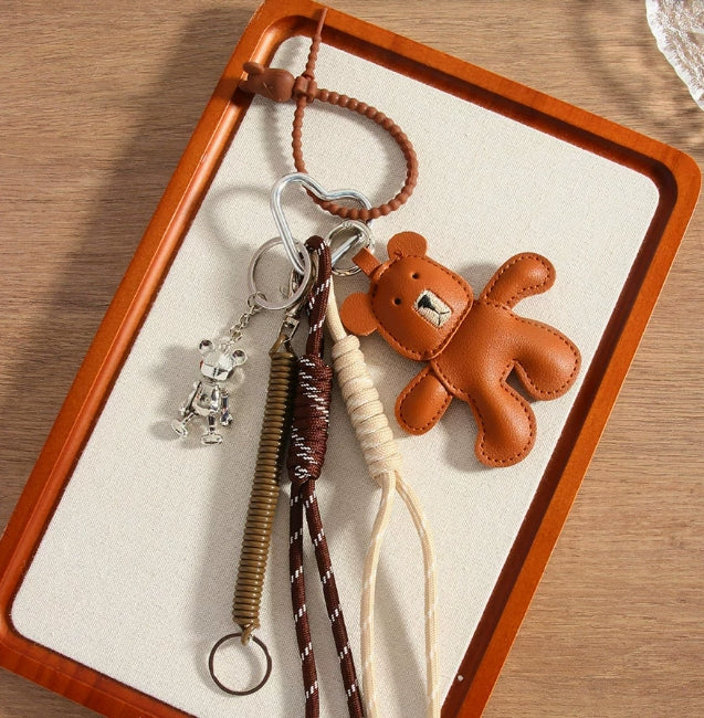 BROWN LEATHER BEAR CHARM