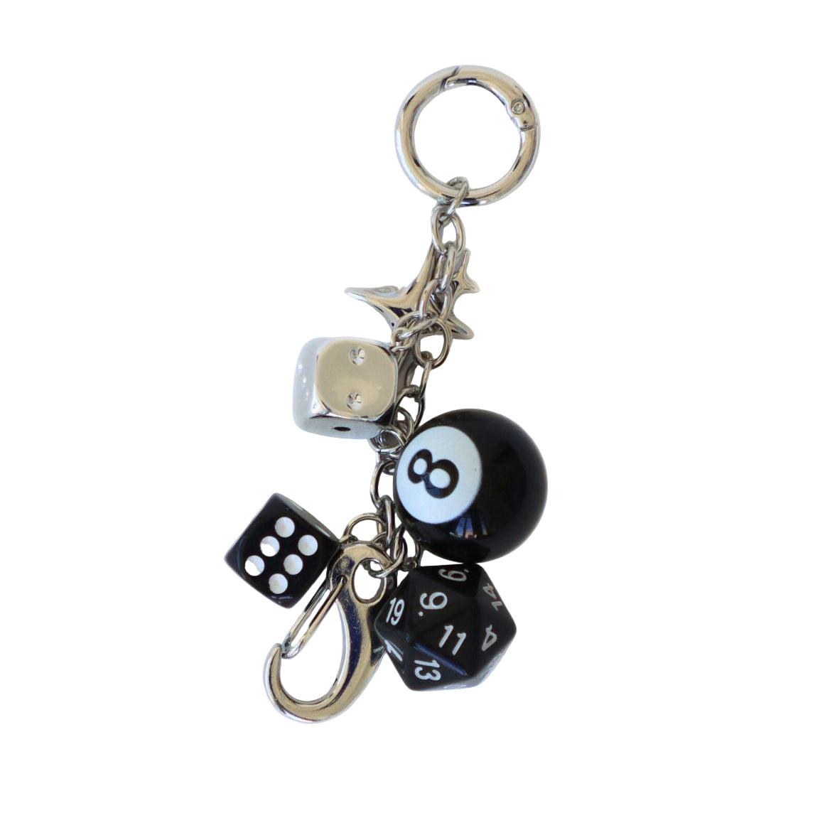 8 Ball and Dice Keychain