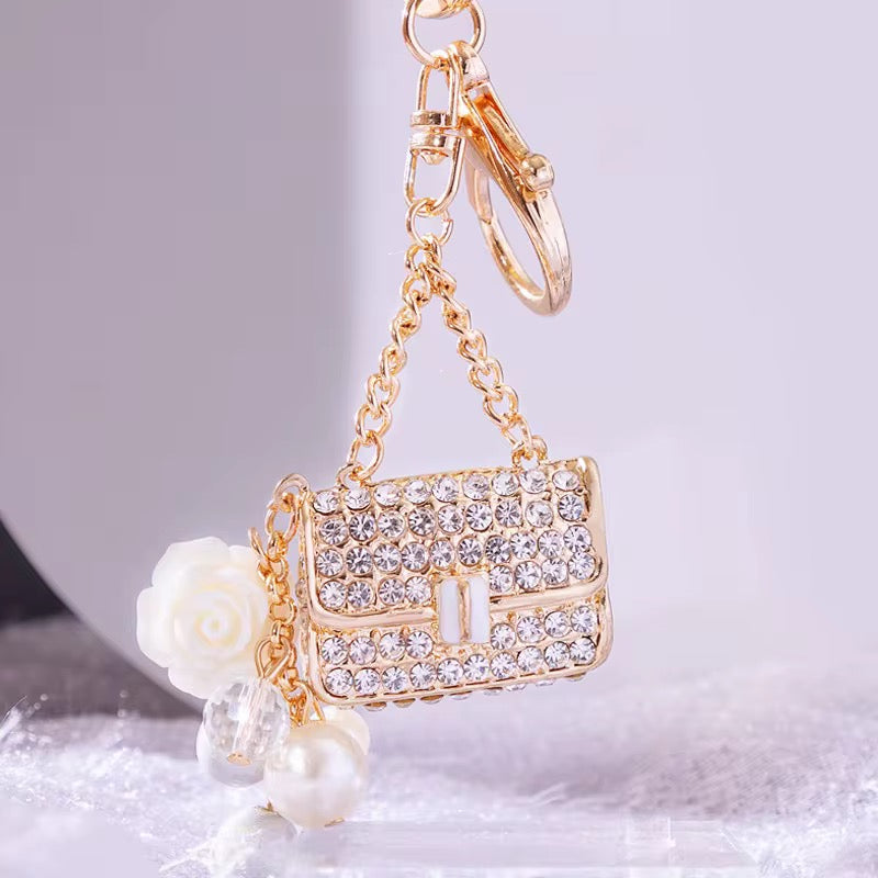 Crystal Pearl HandBag Keychain