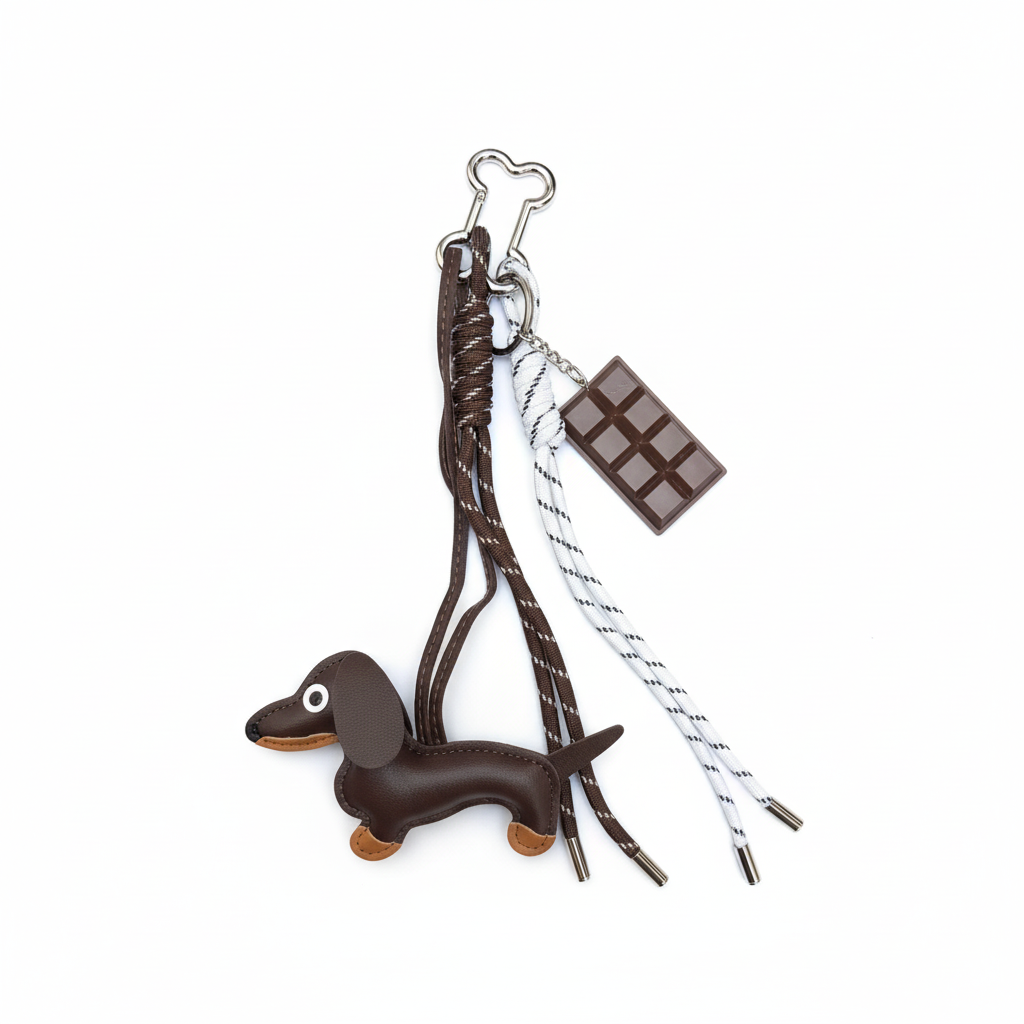 DACHSHUND CHARM WITH CHOCOLATE ACCENT