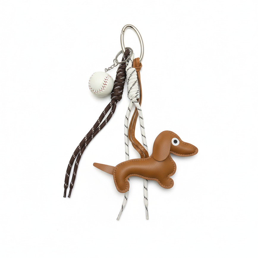 DACHSHUND WITH BASEBALL SET CHARM