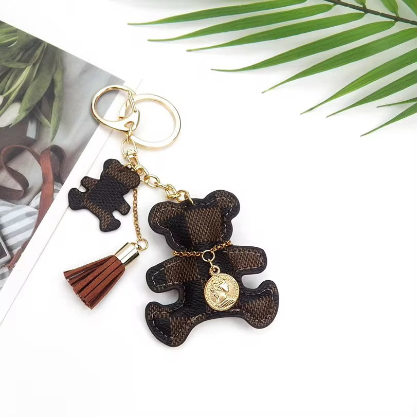 BEAR FAUX LEATHER TASSEL CHARM