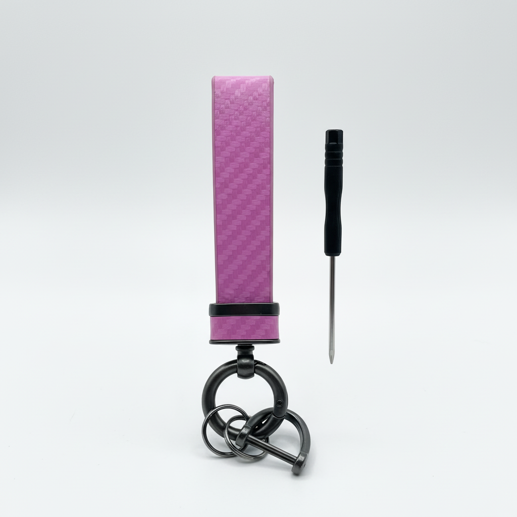 Carbon Fiber Leather Car Keychain