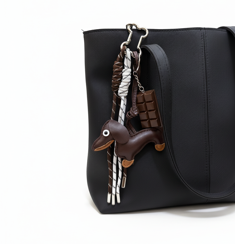 Dachshund Pendant Bagcharm with Metal ends