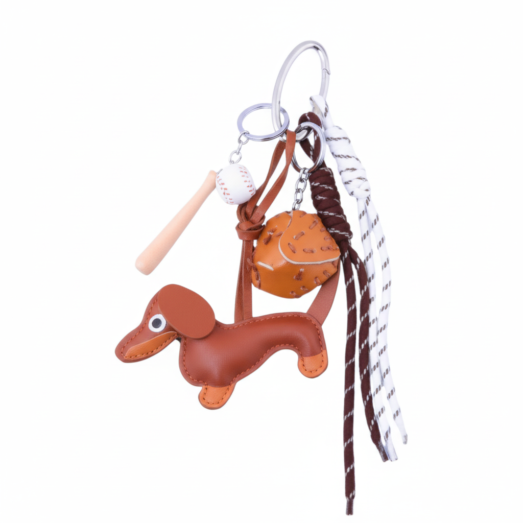 DACHSHUND WITH BASEBALL SET CHARM