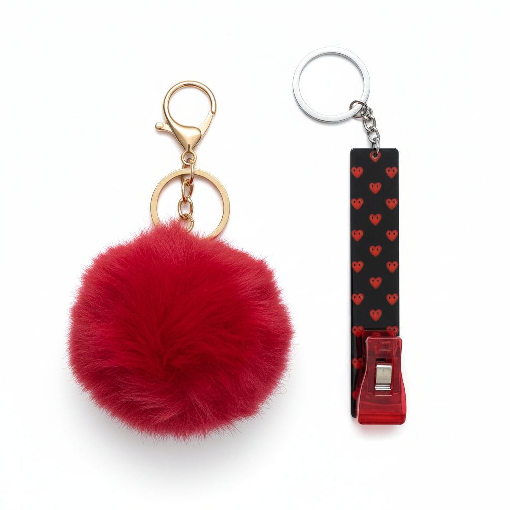 Pom Pom Keychain charm with a clip-on Keychain