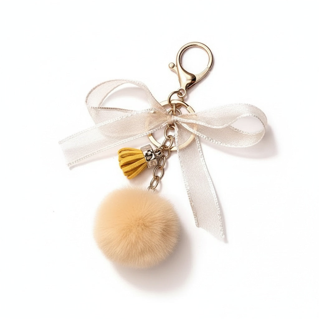 Fluffy Mini Pom Pom Keychain Charm
