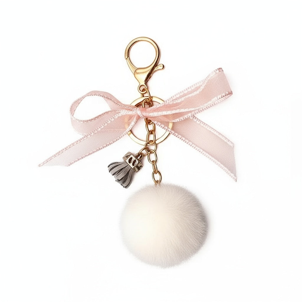Fluffy Mini Pom Pom Keychain Charm