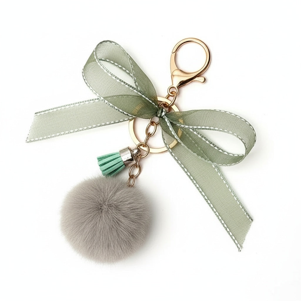 Fluffy Mini Pom Pom Keychain Charm