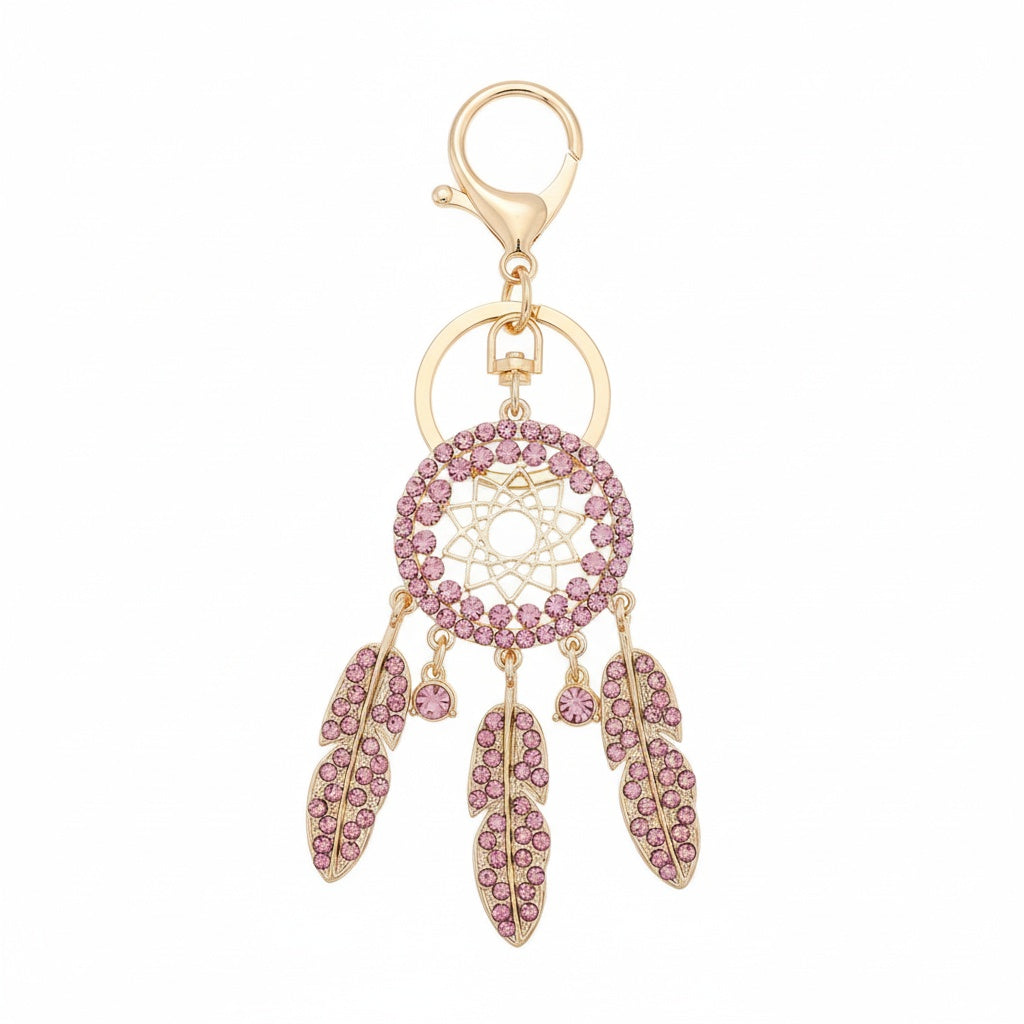 Rose Gold Pearl Beaded Bling Feather